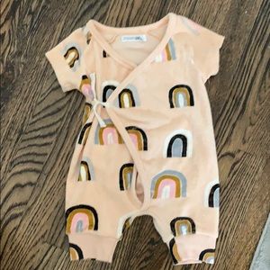 Spearmint love terry cloth rainbow romper